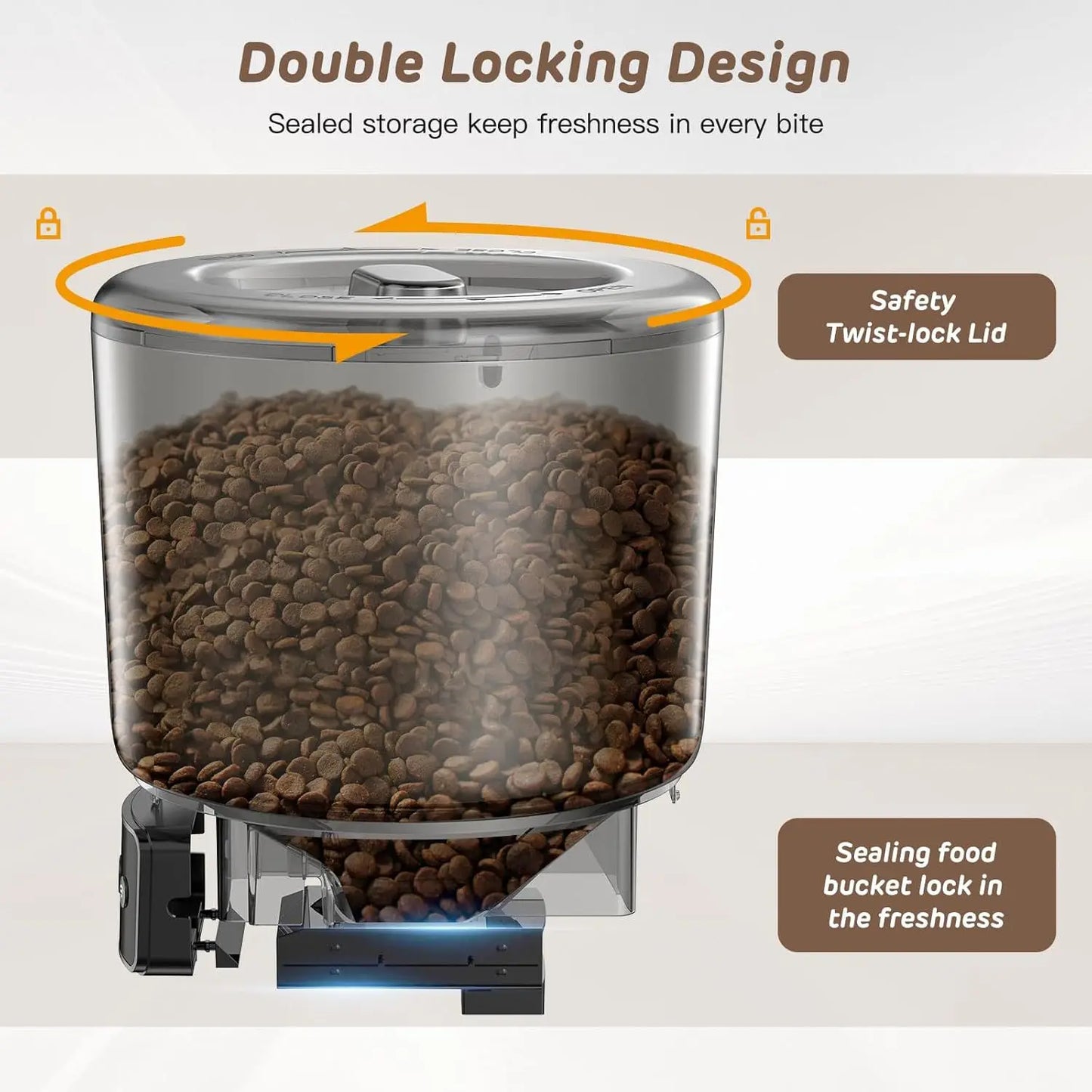 Automatic Cat Feeders, 4L Timed Cat Dry Food Dispenser, Dual Power Supply, Programmable Portion Size, Auto Pet Feeder