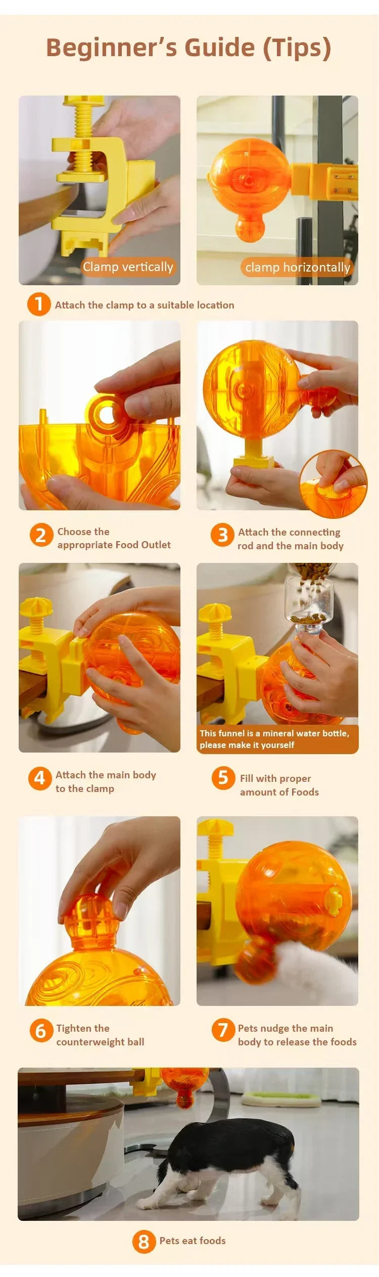 Pet Self-Service Feeder Dog Feeder Ball, Slow Food Dispenser Toy Pet Reward Machine for Small Dogs & Cats Anti-Gulping