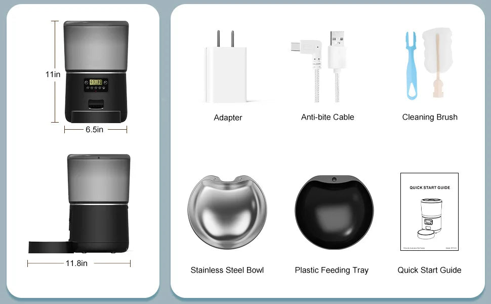 Automatic Cat Feeders, 4L Timed Cat Dry Food Dispenser, Dual Power Supply, Programmable Portion Size, Auto Pet Feeder