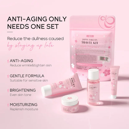 LAIKOU Sakura Skin Care Sets Facial Cleanser Face Cream Serum Toner Moisturizing Brightening Anti Wrinkles Skin Care Kit