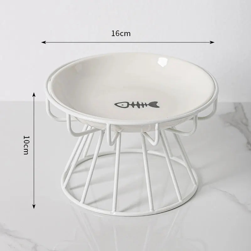 Pet Ceramic Bowl, High Footed Ceramic Cat Food Bowl, Snack Bowl, Anti Overturning Indoor & Outdoor Feeding Drinking Accessories