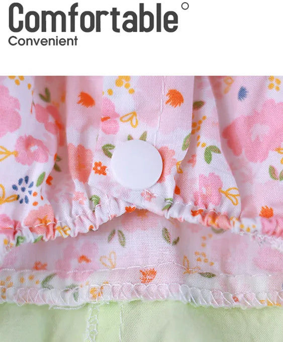 Pet Clothes Cute Dog Cat JumpSuit Spring Summer Floral Four-legged Clothing Flying Sleeve Vest Pajamas Soft Puppy Pants Shirt