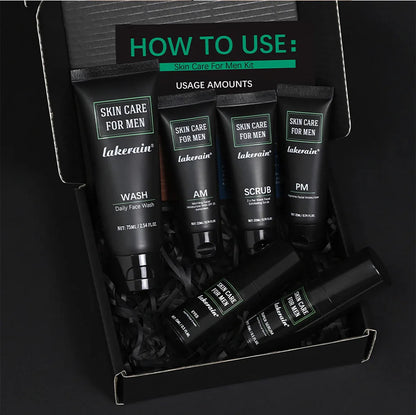 Men's Skin Care Kit - 3 in 1 Set with Face Wash, Moisturizing Cream & Eye Cream, Daily Anti-Aging & Oil Control Facial Treatment