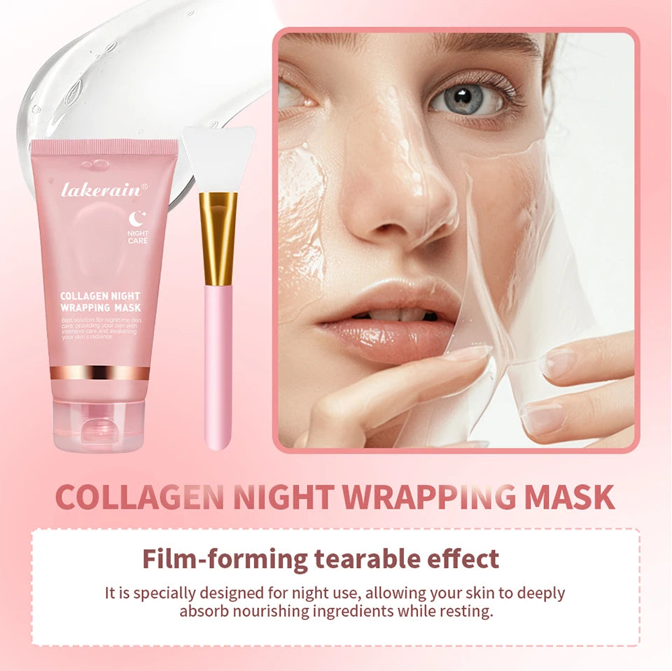 Collagen Facial Mask And Brush Set Rejuvenates Moisturizes Brightens Skin For Glowing Elasticity Korean Face Care Treatment