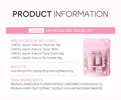 LAIKOU Sakura Skin Care Sets Facial Cleanser Face Cream Serum Toner Moisturizing Brightening Anti Wrinkles Skin Care Kit