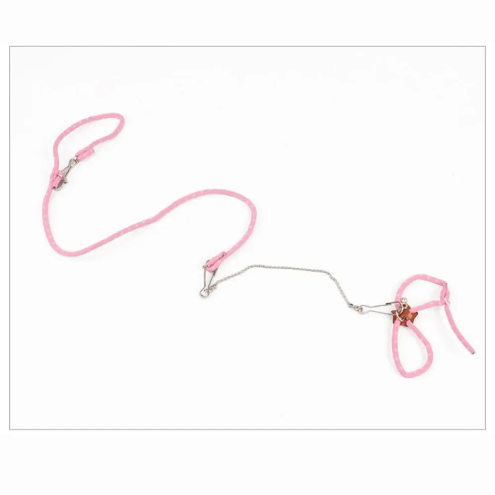 Pet Adjustable Soft Harness Bell Leash Set Mouse Hamster Ferrets Rat Pet Pig Leash Hamster Harness Rope Anti-bite Pet Walking Dureve
