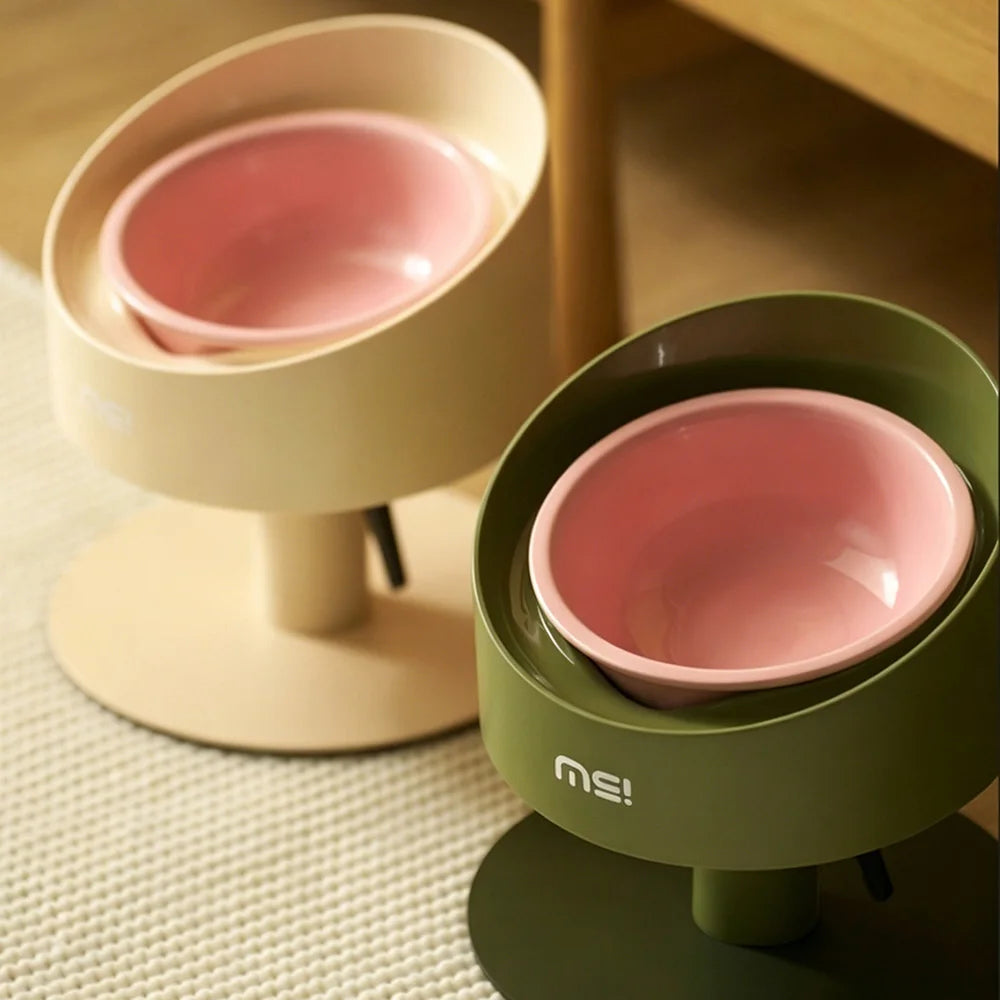 Ceramic Cat Food Water Bowl Flower Shaped Adjustable Anti-Vomiting Cat Bowl Non-Slip Neck Protection Pet Feeding Supplies