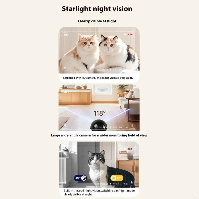 360 Degree Rotating Pet Camera with Two Way Talk Function and Night Detection Robot Cameras for Home Security Dureve