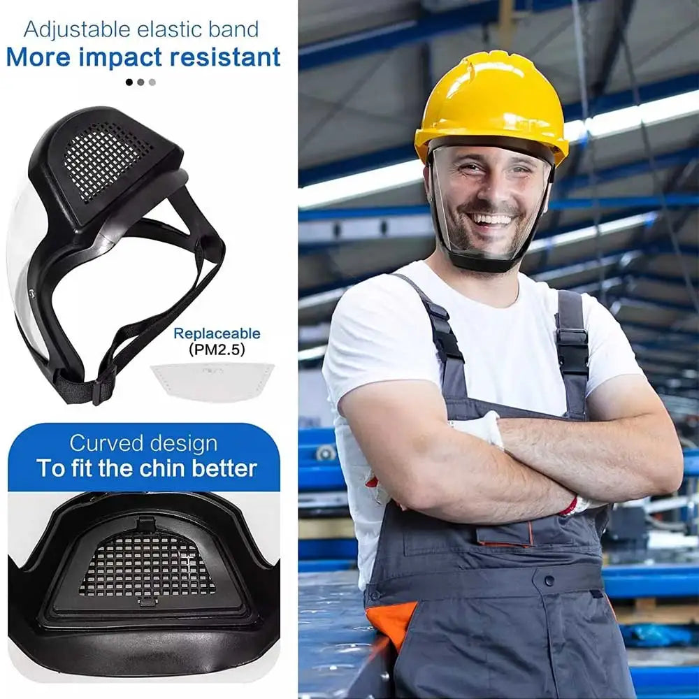 Full Face Shield Transparent Safety Mask With Filthers Oil-splash Proof Eye Facial Anti-fog Head Cover Work Protection Glasses