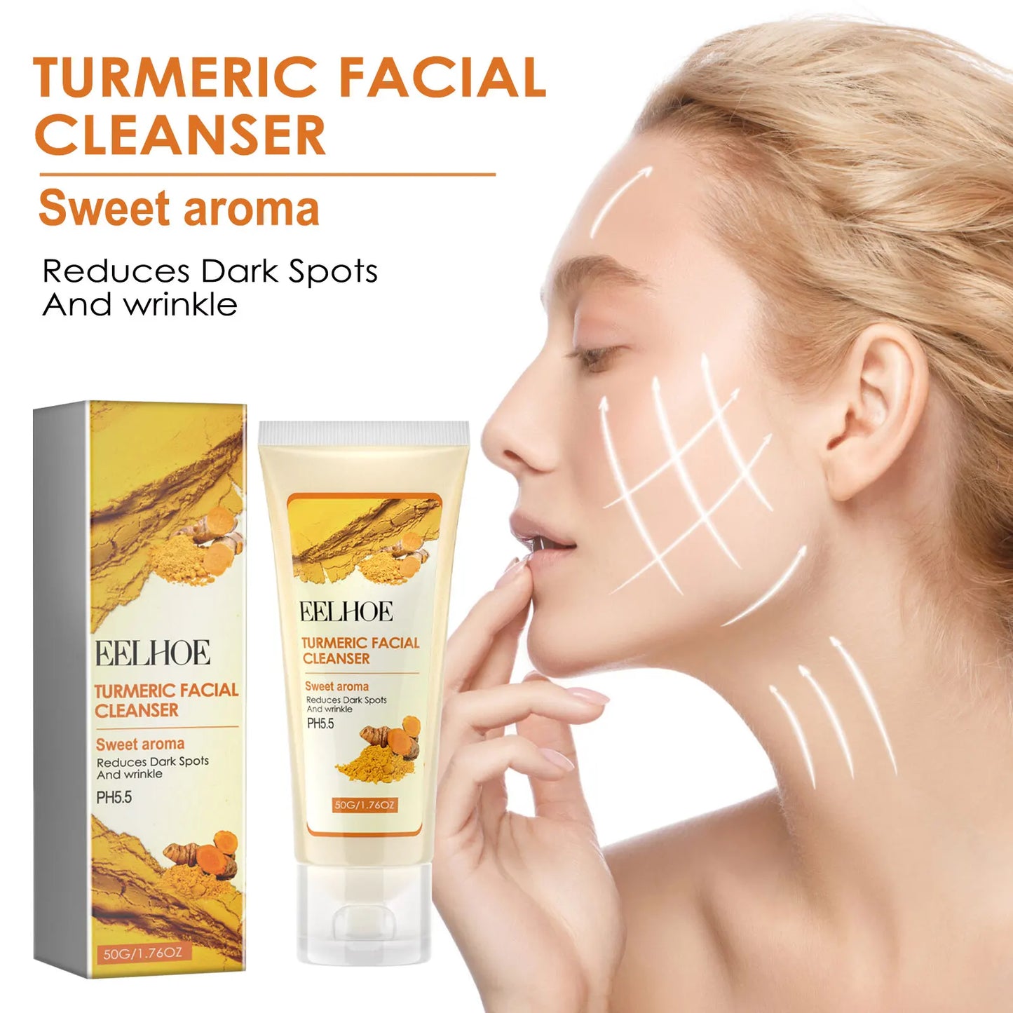 Turmeric Facial Cleanser Deeply Cleanses and Repairs The Skin Barrier Moisturizes Shrinks Pores Oil Control Blackheads Face