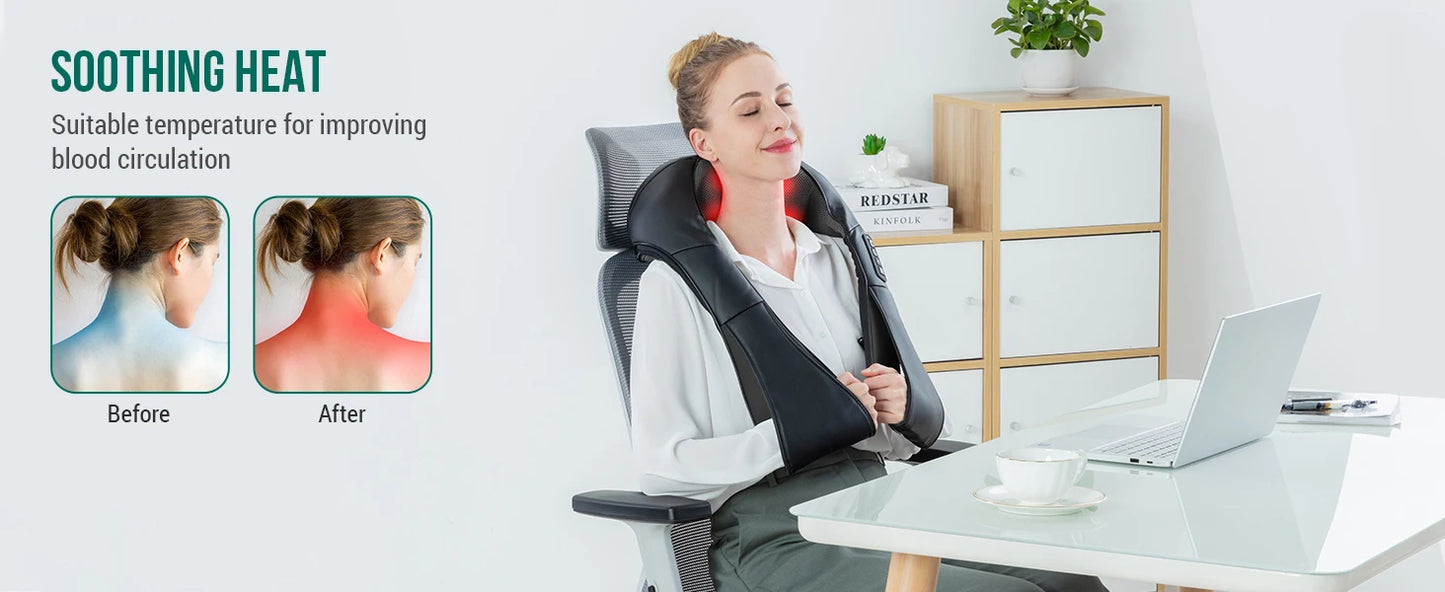 Back Massager, Heated Shiatsu Neck Massager, Portable Full Body Massager,Deep Kneading Shoulder Electric Massage shawl,Waist Leg