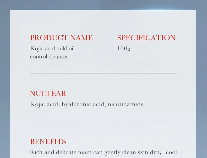SADOER Kojic Acid Facial Cleanser Face Wash Foam Facial Cleansing Mossee Moisturizing Brightening Facial Skin Care Products
