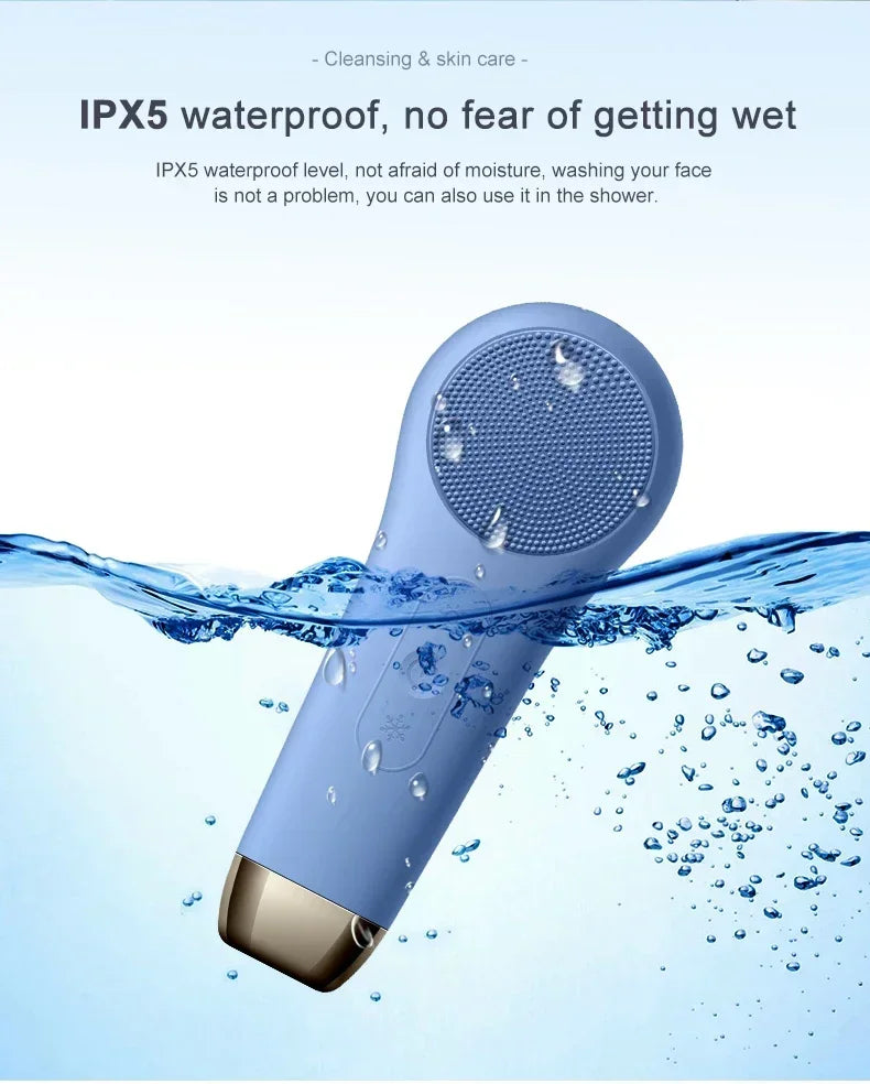Electric Face Cleanser Facial Cleansing Brush Silicone Ultrasonic Vibration Deep Pores Blackhead Cleaning Washing Skin Massager