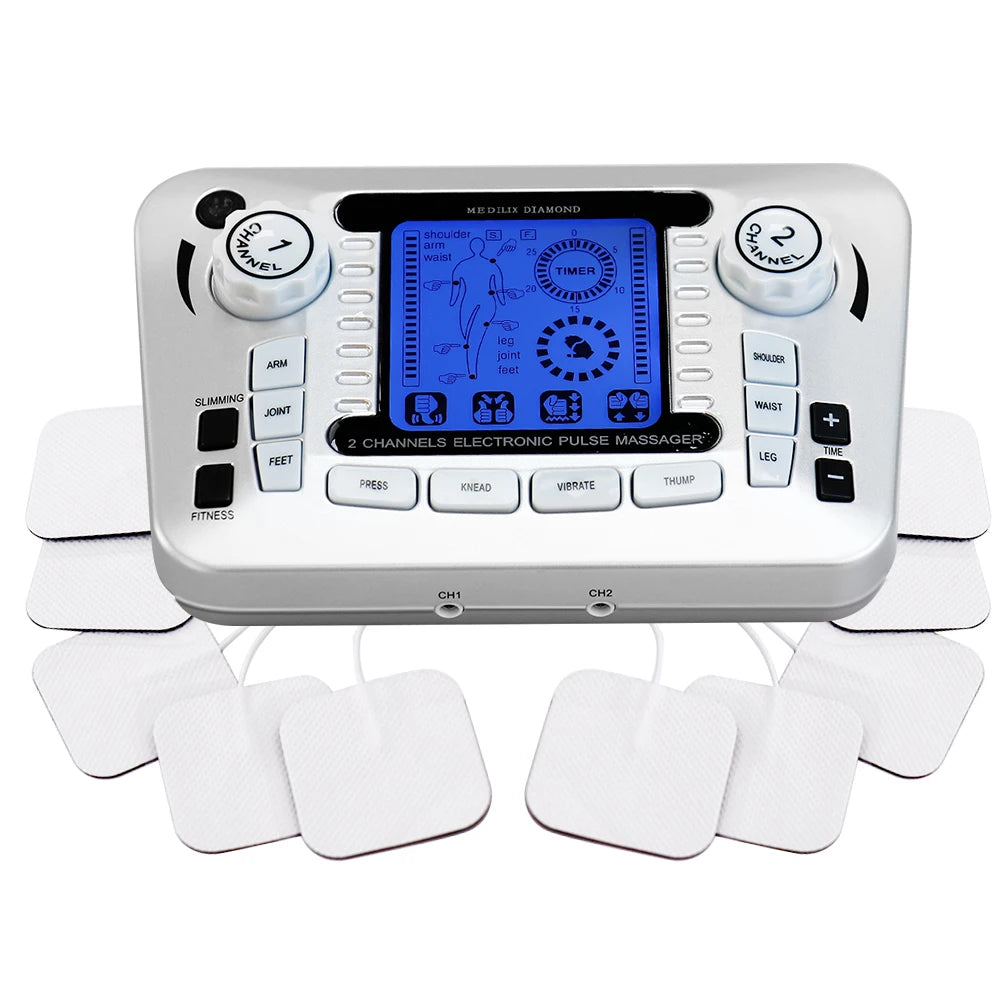 12 Modes EMS TENS Electric Pulse Meridian Therapy Massager Acupuncture Physiotherapy Muscle Stimulator Body Relax Health Care