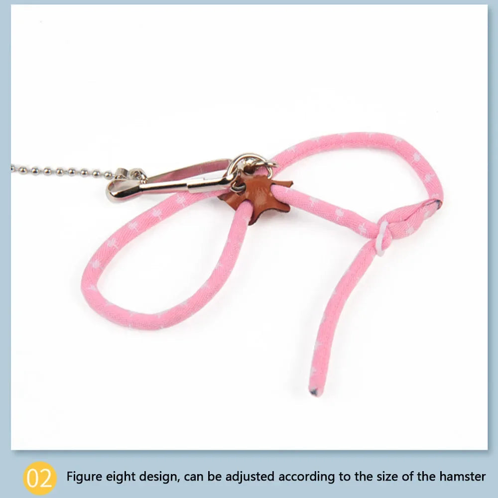 Pet Adjustable Soft Harness Bell Leash Set Mouse Hamster Ferrets Rat Pet Pig Leash Hamster Harness Rope Anti-bite Pet Walking Dureve