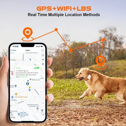 GPS Pet Locator Smart Collar with Colorful LED Flash IP67 Waterproof Pet Pedometer Calorie Health Data Monitoring Mini Tracker