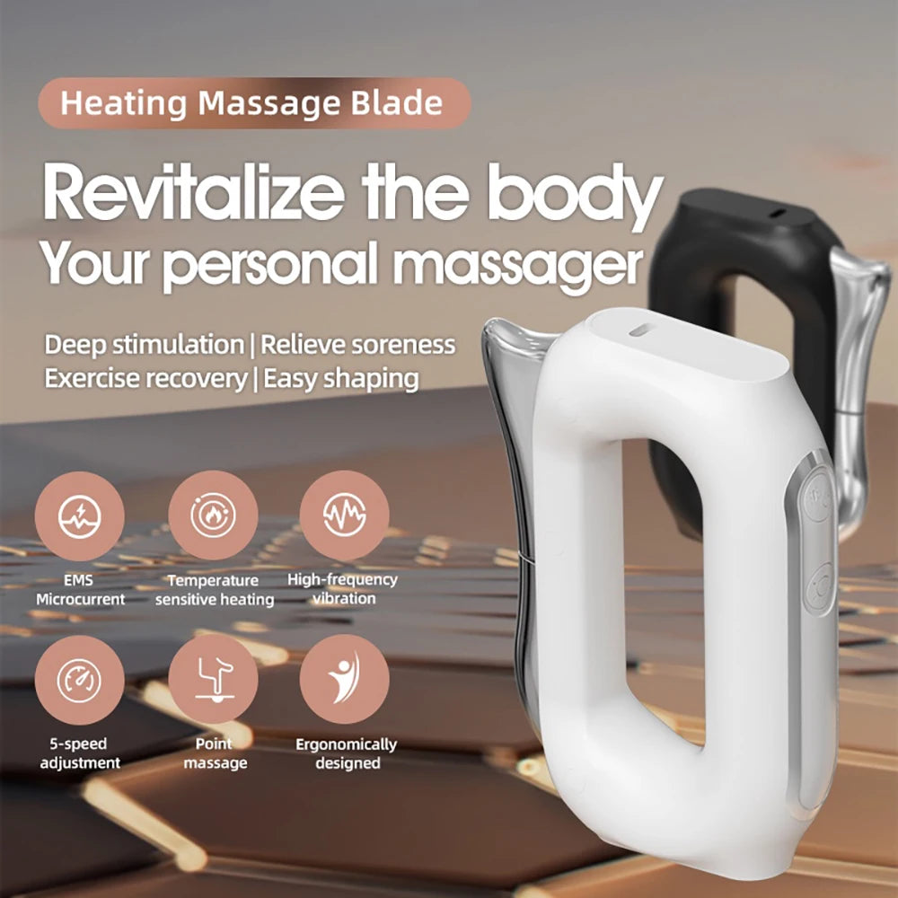 Electric Heating Fascia Massager Body Scraping Microcurrent Vibration Muscle Relaxation Body Lifting Guasha Massage Knife