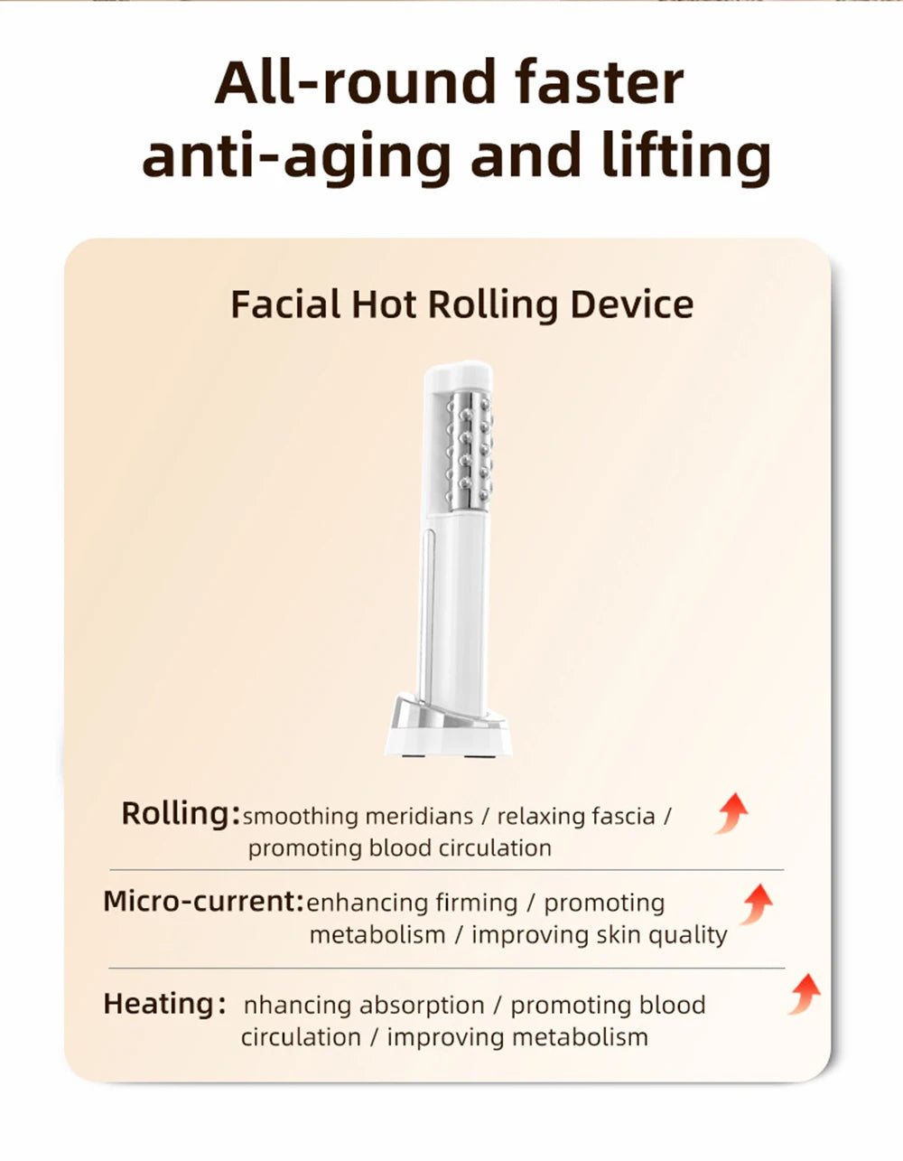 2026 Latest Facial Rolling Massager Device Heated Roller Firming Face EMS 360 Rotating Wrinkle Remover Improve Facial Depression