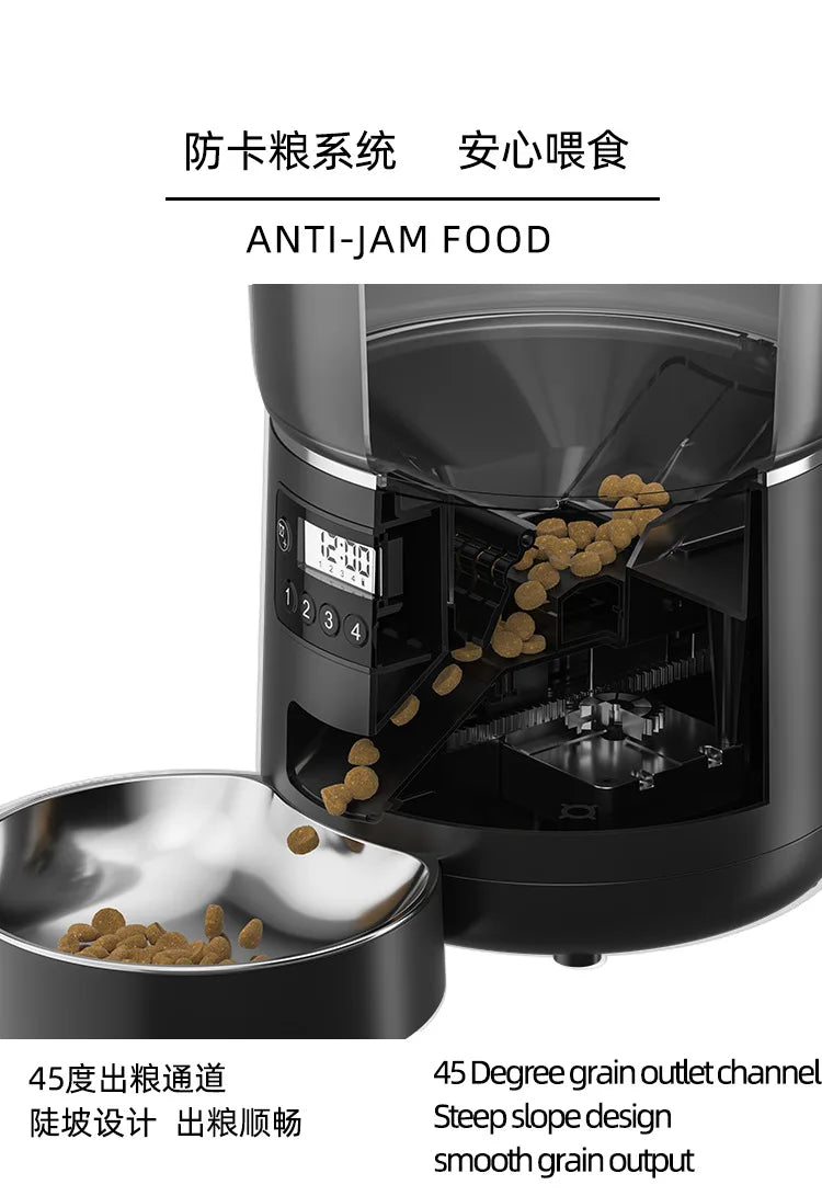 Automatic Cat Feeders, 4L Timed Cat Dry Food Dispenser, Dual Power Supply, Programmable Portion Size, Auto Pet Feeder