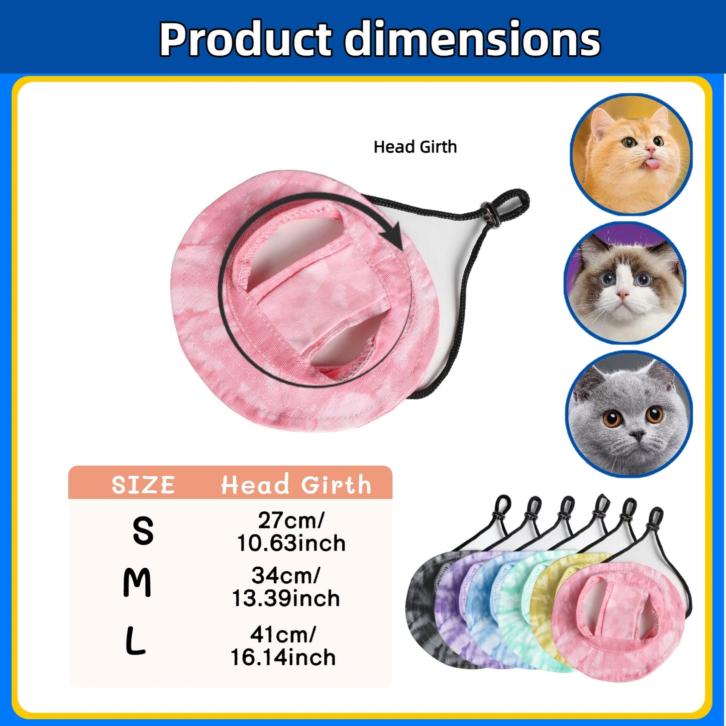 Pet cat fishing hat - Fashionable and cute. Essential for your cat's summer outdoor outfit.