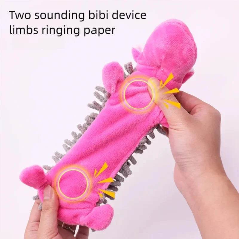 Pet Dog Plush Sound Toy Cute Frog Hippo Shape Mop Fur Shell Design Durable Teeth Grinding Chew Toys for Puppy Small Dogs Dureve
