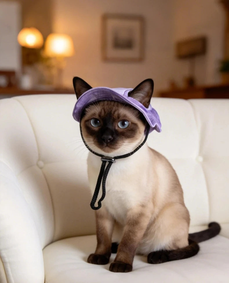 Pet cat fishing hat - Fashionable and cute. Essential for your cat's summer outdoor outfit.