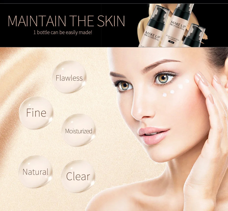 LAIKOU Makeup Base Face Liquid Foundation BB Cream Concealer Moisturizer Oil-control Whitening Makeup 40g