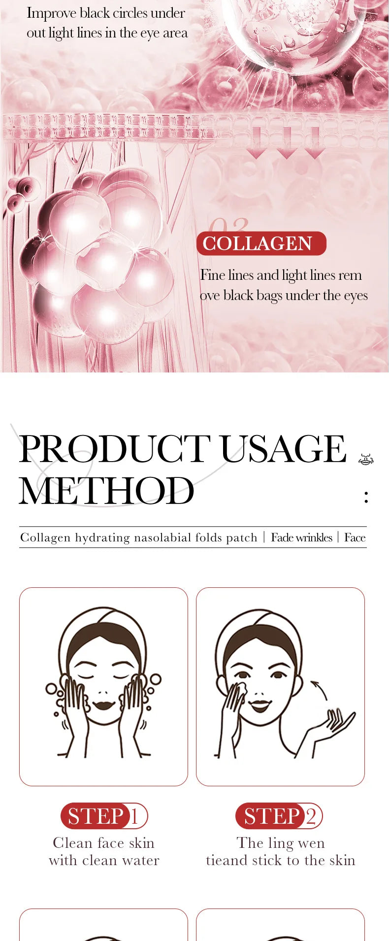 Firming Fine Lines Hydrocrystaline Patch Lifting Sagging Facial Skin Deep Nourishing Facial Mask Korean Facial Care Product