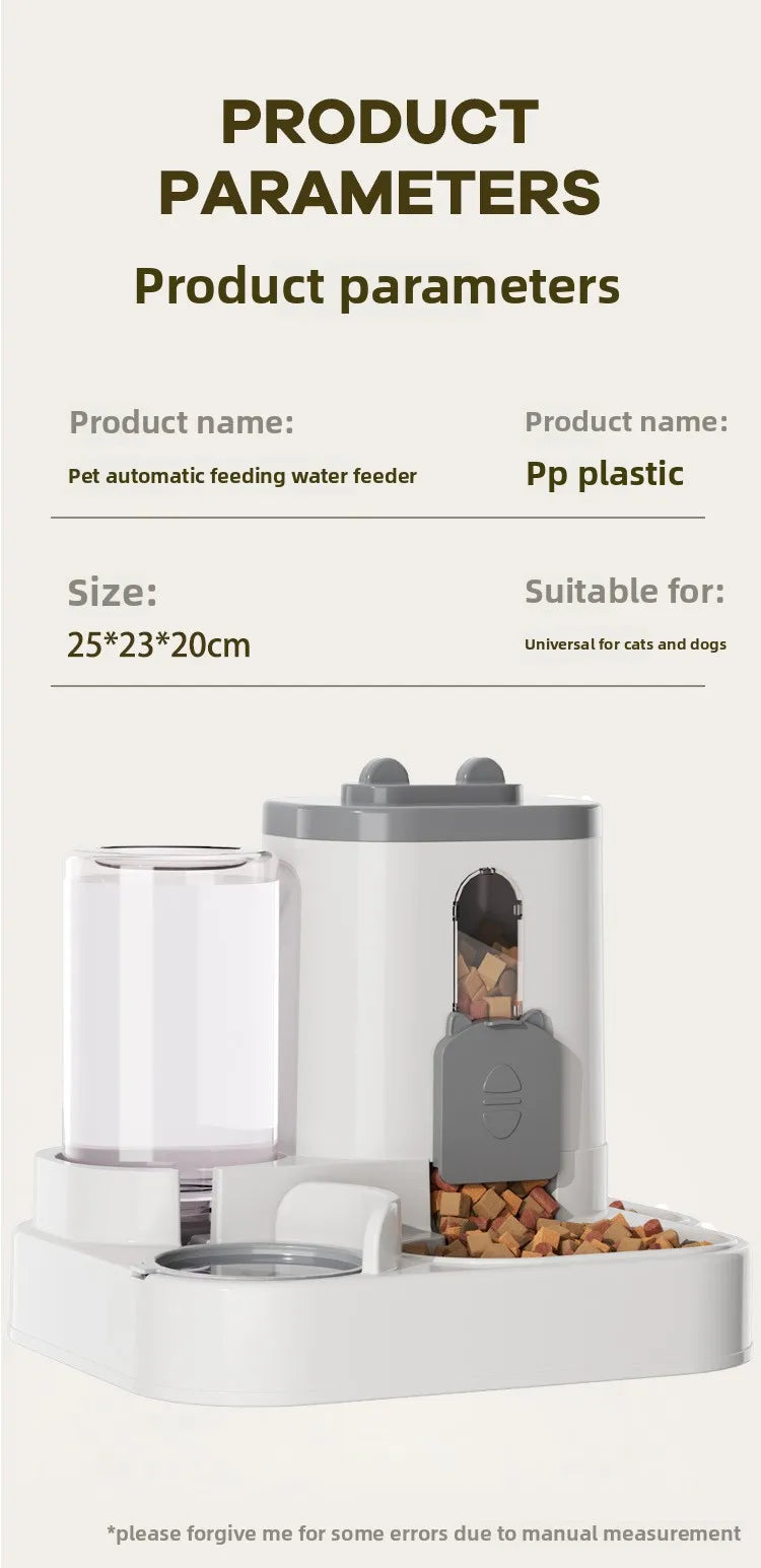 Cat Bowl Automatic Feeder with Spill Proof Design with Water Fountain Pet Food Dispenser for Small Medium Large Cats Dogs
