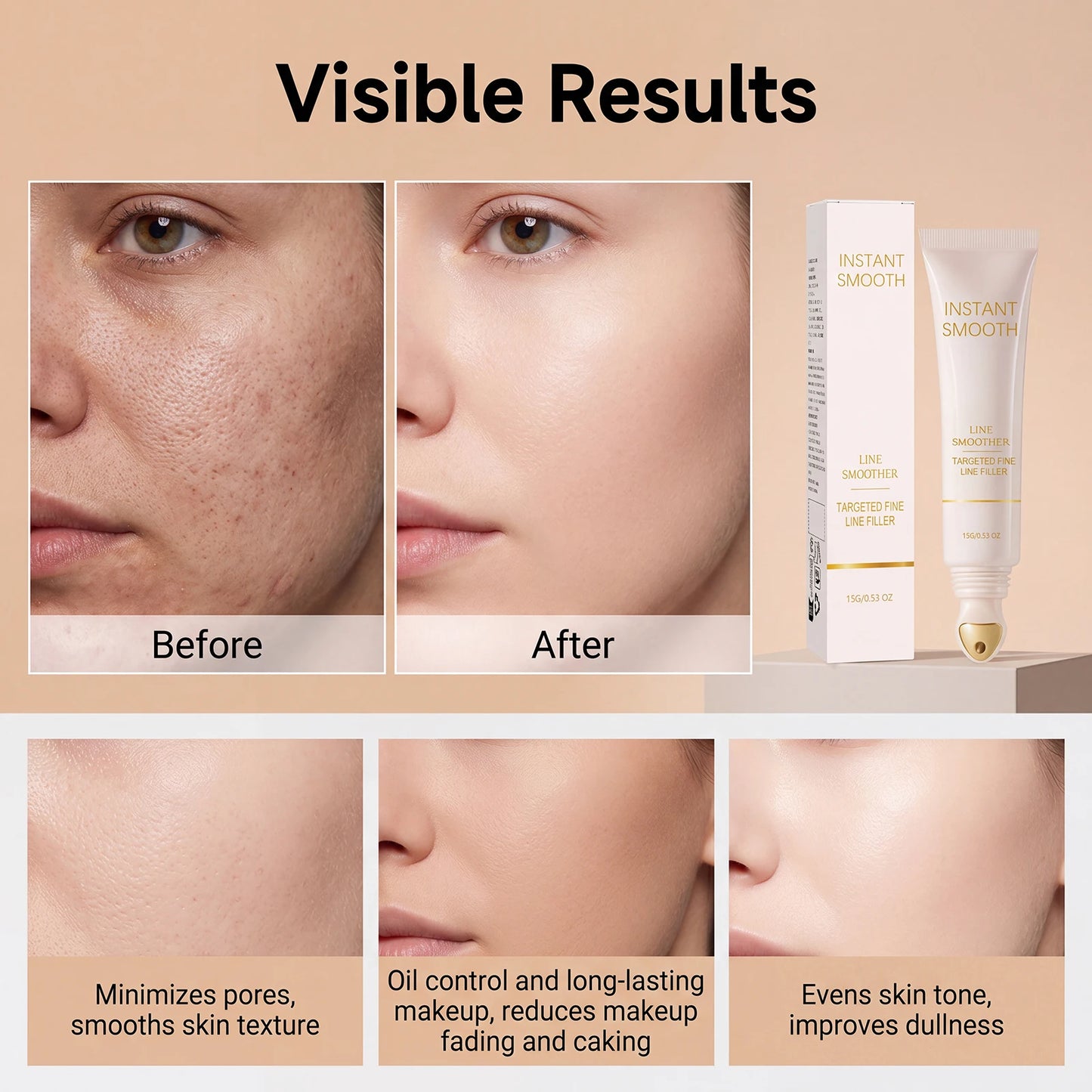 Soft and smooth makeup primer creates a clear, natural, and flawless makeup look that is light, moist and highly moisturizing.