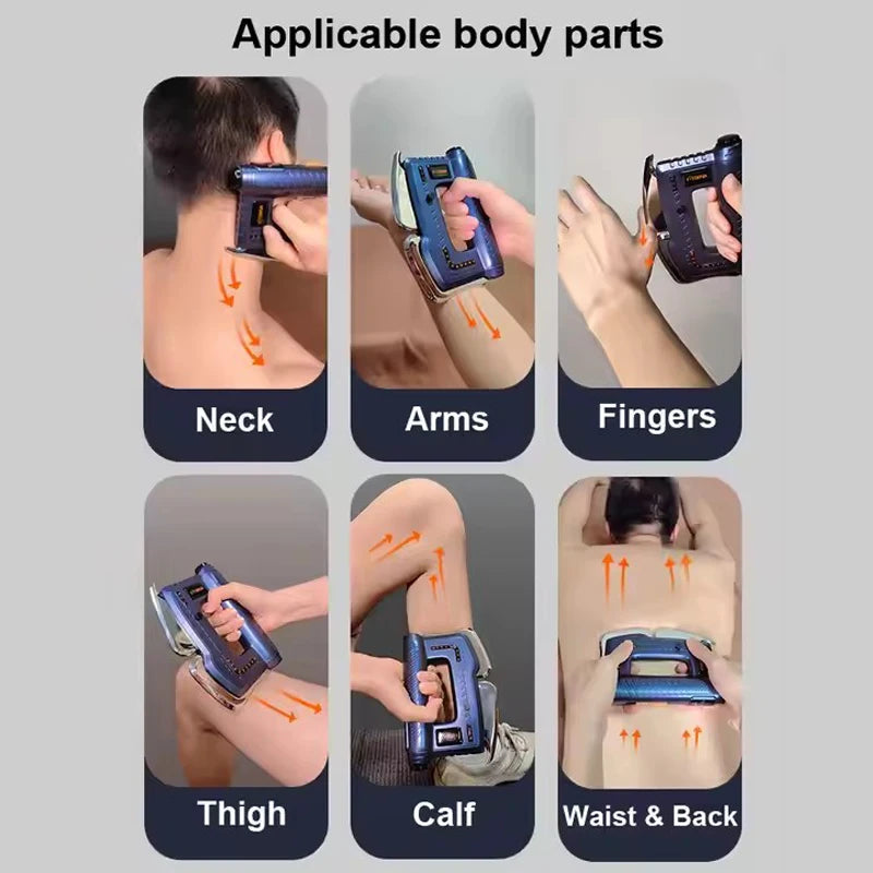 Fascia Gun Gua Sha Scraping Myofascial Massage Machine EMS Red Light Therapy Heated Muscle Scraper with Heating Back Massager