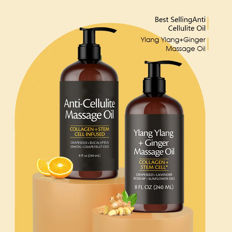 Skin Firming Body Massage Oil 240ml Natural Aromatherapy Relaxing Soothing Skin Care Essential Oil for Body Massage