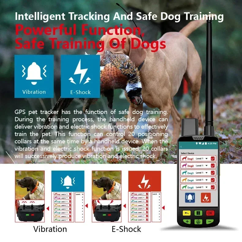 Eseek GPS Hunter Dog Tracker for Hunting Dogs Pet Training Supplies With Handheld And 2 Training Collars