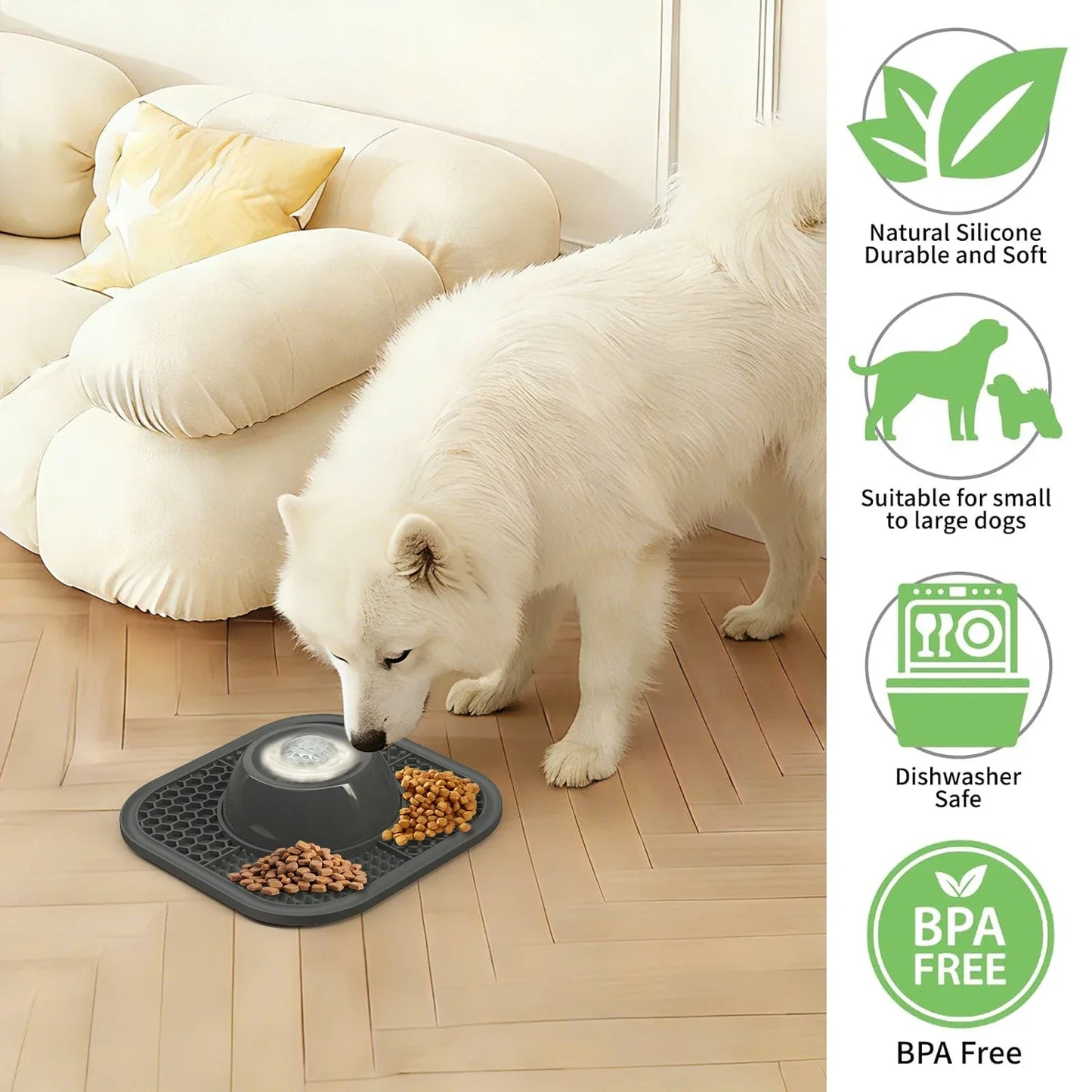 Silicone Dog Bowl Slow Food Bowl Feeder, Lick Bowl Non-Slip, Helps Reduce Dog Boredom and Anxiety