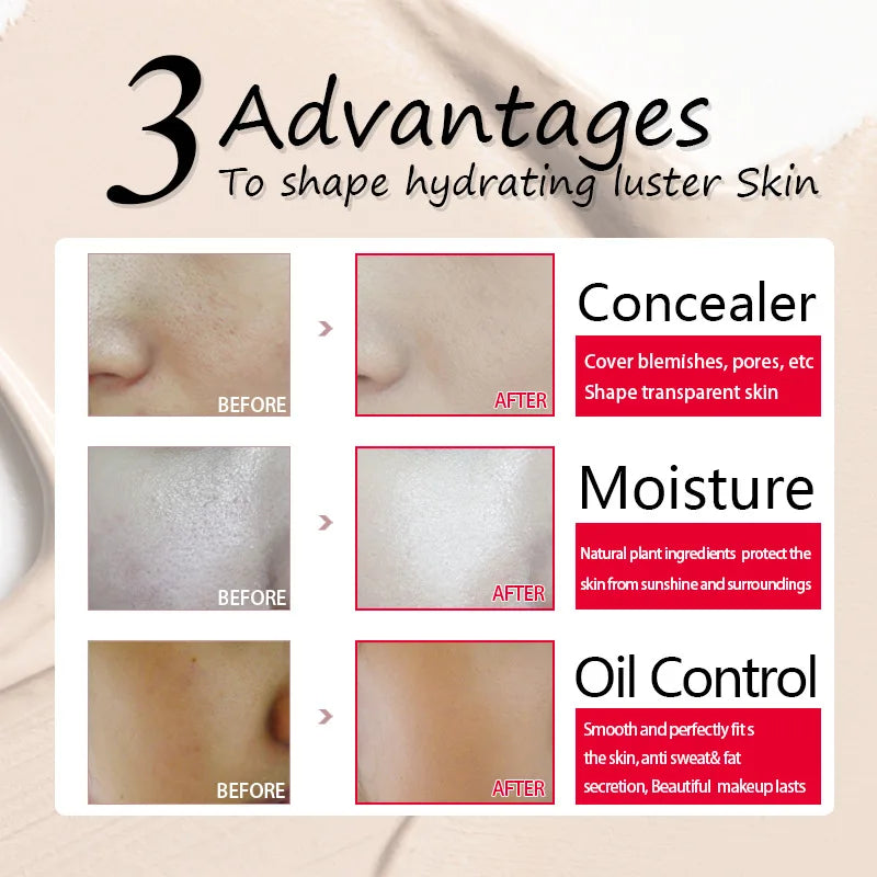 LAIKOU Makeup Base Face Liquid Foundation BB Cream Concealer Moisturizer Oil-control Whitening Makeup 40g