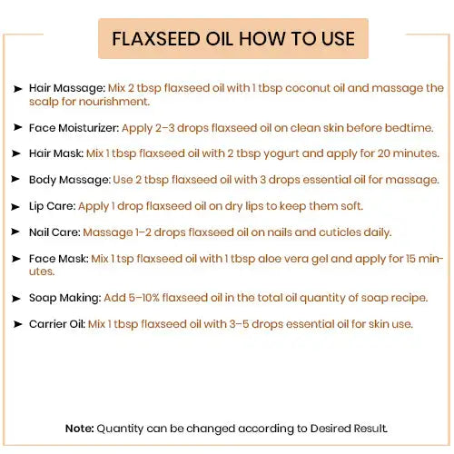Flaxseed Oil 100% Pure Natural Cold Pressed Carrier Oil for Skin Care