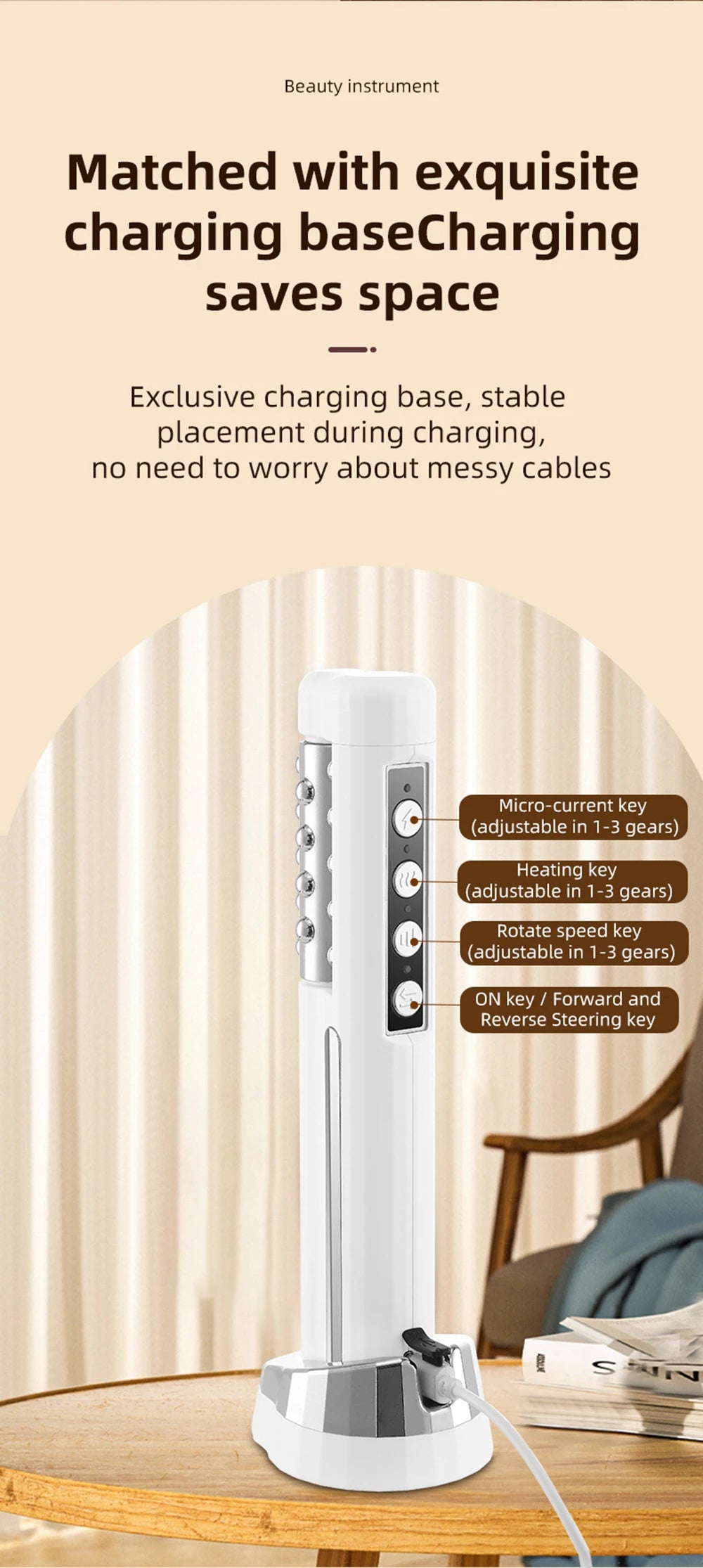 2026 Latest Facial Rolling Massager Device Heated Roller Firming Face EMS 360 Rotating Wrinkle Remover Improve Facial Depression