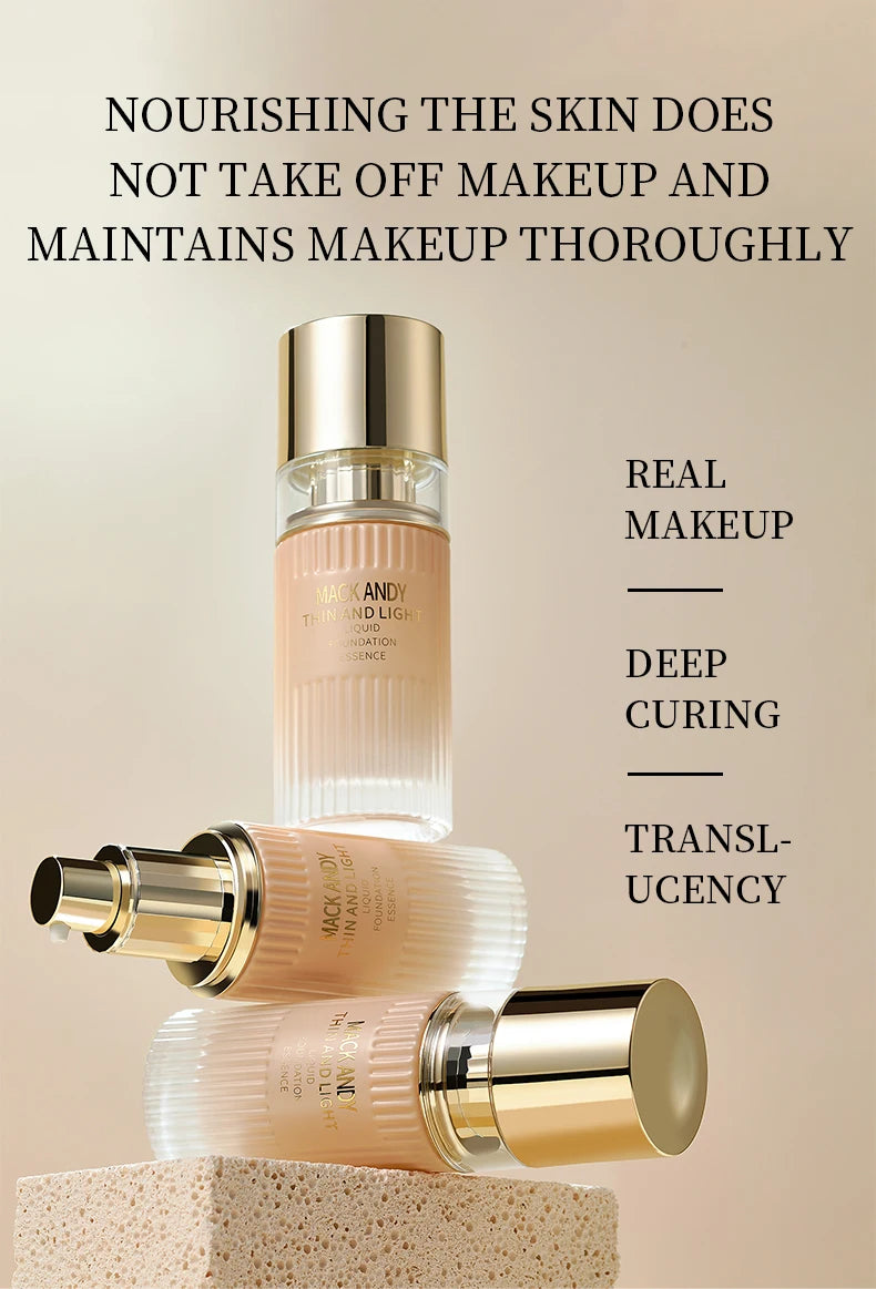 MACKANDY Serum Liquid Foundation Long-lasting Makeup, Full Coverage with Matte Finish, Radiant Formula for All Skin Types Vegan
