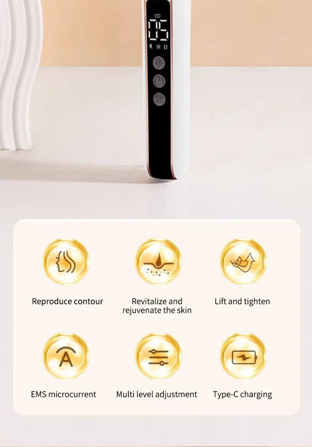 V Face Lifting Roller Massager Microcurrent EMS RF Red Blue Light Therapy Vibrating Face Slimmer Neck Firming Anti Wrinkle Beaut