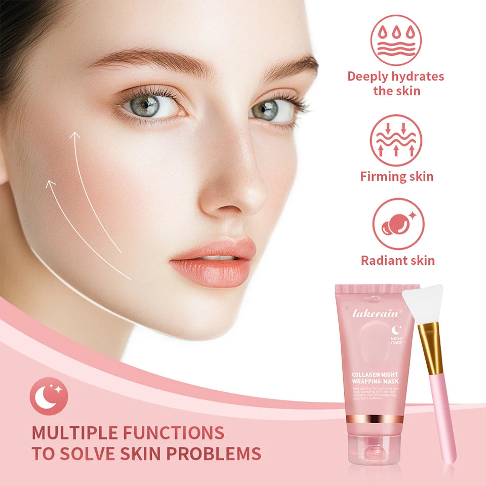 Collagen Facial Mask And Brush Set Rejuvenates Moisturizes Brightens Skin For Glowing Elasticity Korean Face Care Treatment