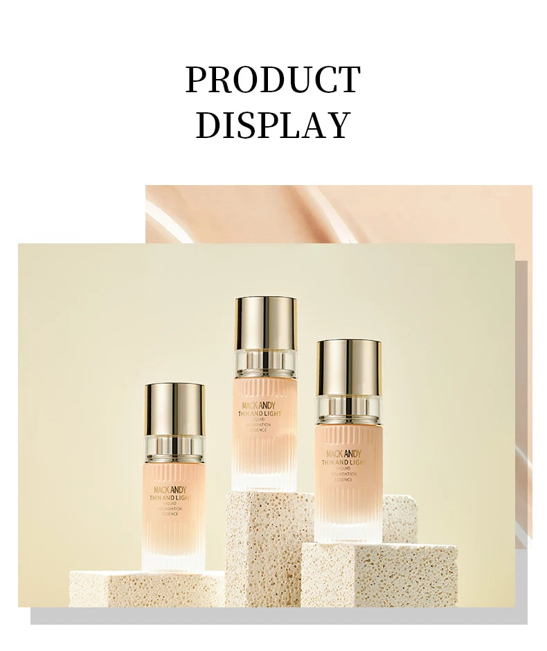 MACKANDY Serum Liquid Foundation Long-lasting Makeup, Full Coverage with Matte Finish, Radiant Formula for All Skin Types Vegan