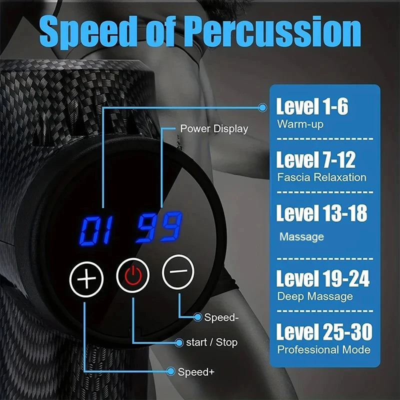 Fascia Gun Professional Fascia Gun Muscle Massager LCD Intelligent Variable Speed Vibration Electric Fascia Gun
