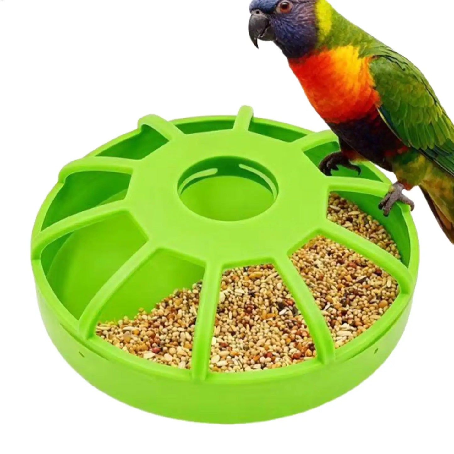 Poultry Feeder Round Spill Proof Non Slip Feeding Large Bird Feeder for Cage No Waste Easy Clean for Coop Yard Parrot Pigeon