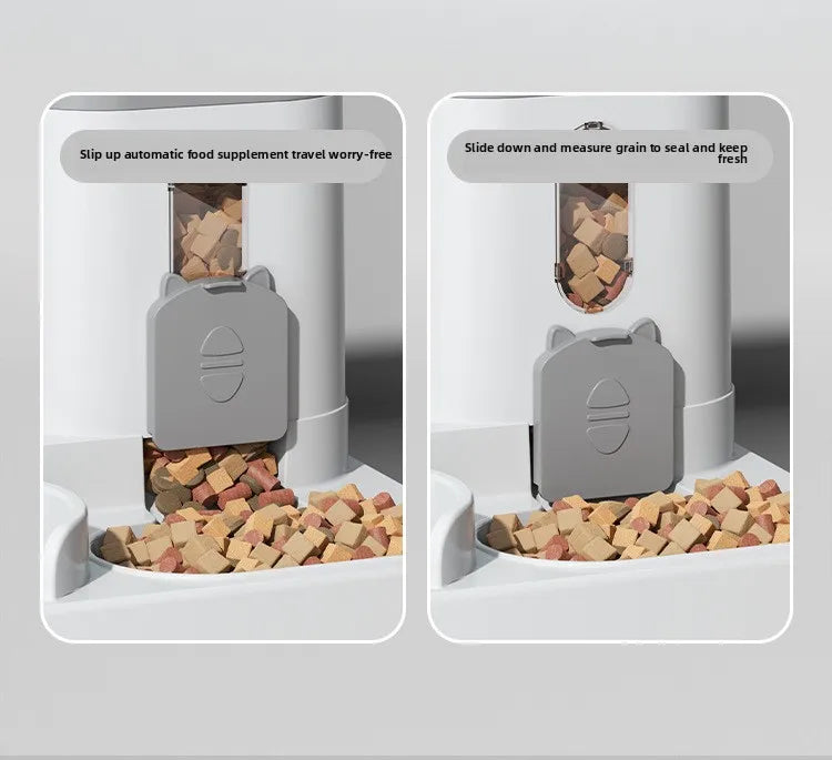Cat Bowl Automatic Feeder with Spill Proof Design with Water Fountain Pet Food Dispenser for Small Medium Large Cats Dogs