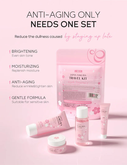 LAIKOU Sakura Skin Care Sets Facial Cleanser Face Cream Serum Toner Moisturizing Brightening Anti Wrinkles Skin Care Kit