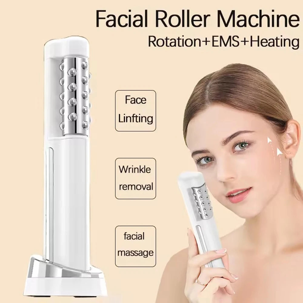 2026 Latest Facial Rolling Massager Device Heated Roller Firming Face EMS 360 Rotating Wrinkle Remover Improve Facial Depression