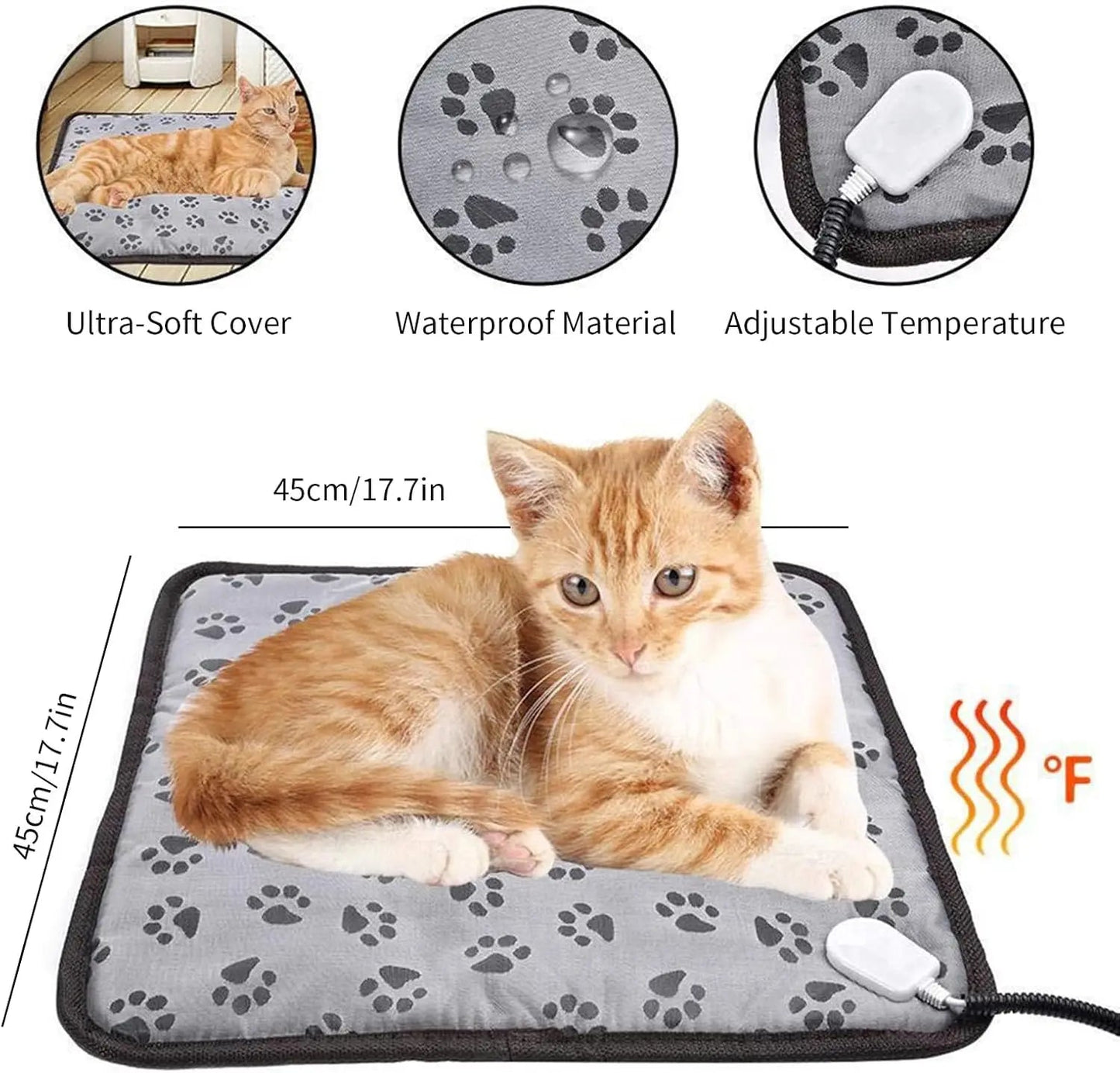 Pet Heating Pad, Electric Heated Pad for Dog Cat, Warm Mat Waterproof Dogs Cats Beds with Constant Temperature, Comfortable Dureve