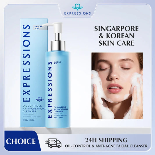 Korean Facial Cleanser – Salicylic Acid + Niacinamide, Blue Lotus & Lotus Extract for Gentle Cleanse & Oil Balance