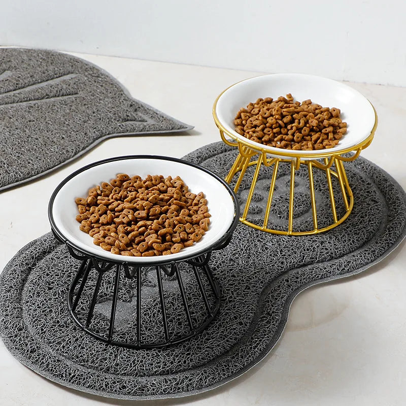 Pet Ceramic Bowl, High Footed Ceramic Cat Food Bowl, Snack Bowl, Anti Overturning Indoor & Outdoor Feeding Drinking Accessories