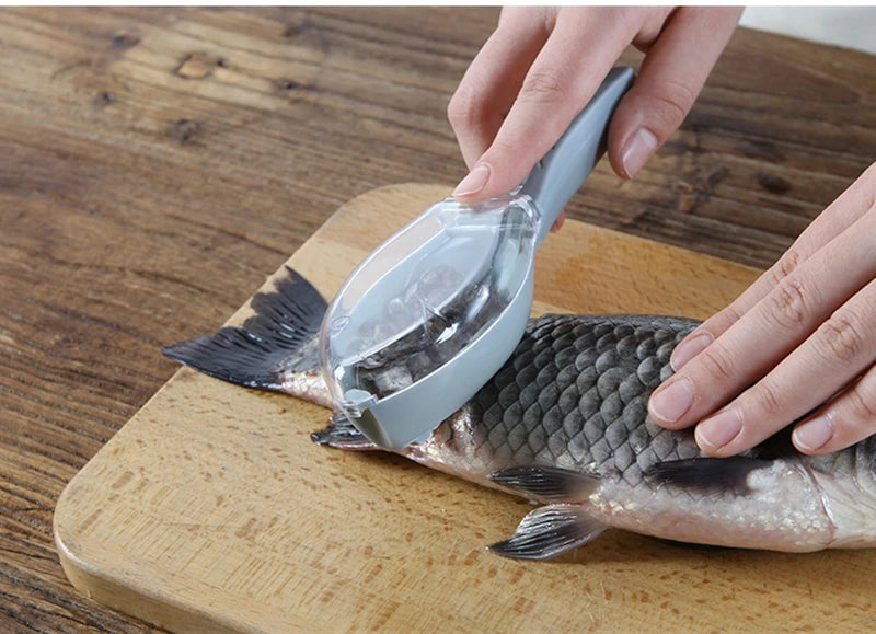 Kitchen Tools Fish Scales Graters Scraper Fish Cleaning Tool Scraping Scales Device with Cover Home Kitchen Cooking Fish Tool